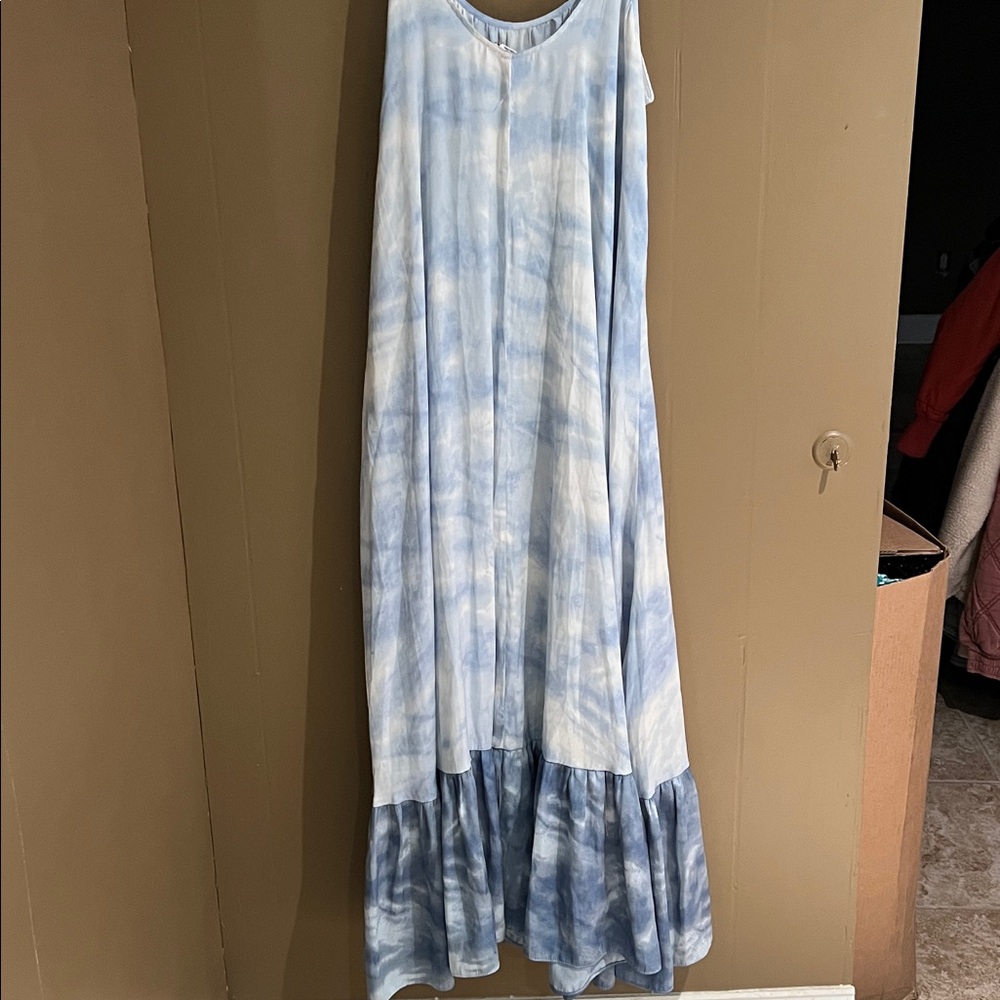 Free People Intimately Maxi Lounge Dress in Blue Floral Combo. Sz L - Picture 8 of 9